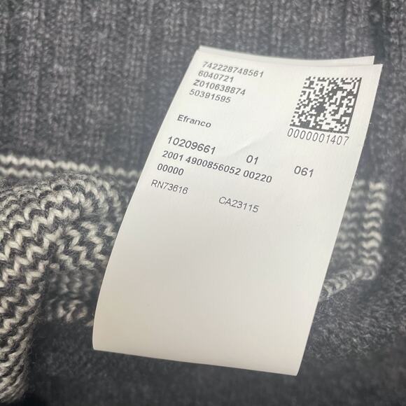 BOSS Hugo Boss Lambs Wool Jacquard Knit V-Neck Sweater Gray White - Size Large - Picture 6 of 9